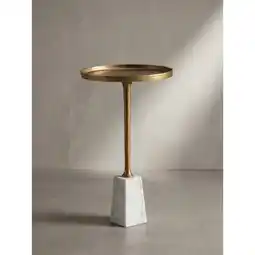 Netto Marken-Discount Beistelltisch – Rund Marmor Weiß Gold Metall 34x34x58 cm Angebot