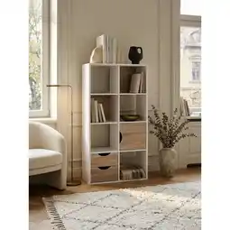 Netto Marken-Discount Bücherregal – Weiß/Sonoma Eiche, 60x120x29cm, mit Schubladen und Tür Angebot