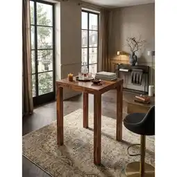Netto Marken-Discount Bartisch – Massivholz, 80x80x110 cm, dunkelbraun, Landhaus-Stil Angebot