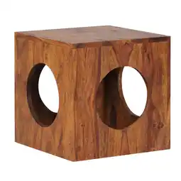 Netto Marken-Discount Beistelltisch – Massivholz Braun 35x35x35 cm quadratisch mit Stauraum Angebot