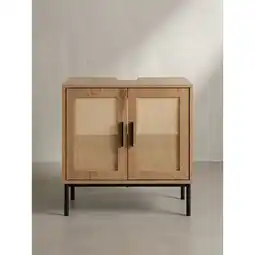 Netto Marken-Discount Waschbeckenunterschrank Eiche-Optik 60x60x40cm mit Türen und Rattangeflecht Angebot