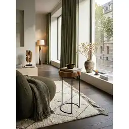 Netto Marken-Discount Beistelltisch Massivholz Metallbeine Baumstammform Landhausstil AKOLA, Akazie 28x28x55 cm Angebot