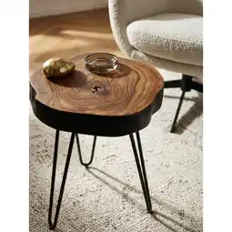 Netto Marken-Discount Beistelltisch Massivholz Quadratisch Baumkante BAGLI, Dunkelbraun 35x35x46 cm Angebot