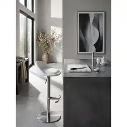 Netto Marken-Discount Barhocker Edelstahl Höhenverstellbar Rückenlehne Drehbar, Weiß 43x43x90 cm Angebot