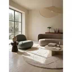 Netto Marken-Discount Wollteppich geometrisch Natur Ø160 cm - DEBEN Kadima Design Angebot