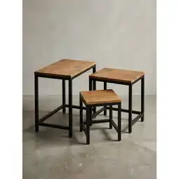 Netto Marken-Discount Beistelltisch Set – 3-teilig Massivholz Metallbeine Braun Angebot