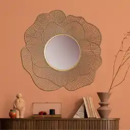 Netto Marken-Discount Wandspiegel Rund Metall Gold 77 cm Blütenform Angebot