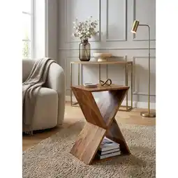 Netto Marken-Discount Beistelltisch – Massivholz X-Form 43x60x30 cm mit Ablagen Angebot