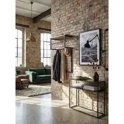 Netto Marken-Discount Wandgarderobe Mango Massivholz Metall Modern 60x76x26 cm mit Hakenleiste, Ablage und Kleiderstange Angebot