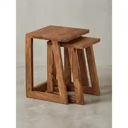 Netto Marken-Discount Beistelltisch Set – 2-teilig Massivholz eckig Landhaus Angebot