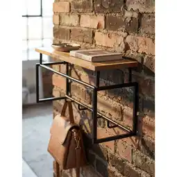 Netto Marken-Discount Wandgarderobe Mango Massivholz Metall Modern 71x29x20 cm mit Ablage und Kleiderstange Angebot