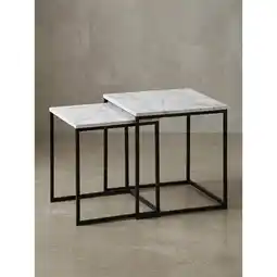 Netto Marken-Discount Beistelltisch Set – 2-teilig Marmoroptik Weiß Metall Schwarz modern Angebot