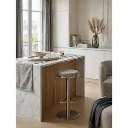 Netto Marken-Discount Barhocker Edelstahl Höhenverstellbar Drehbar Standfuß Gepolstert, Beige 38x38x82 cm Angebot