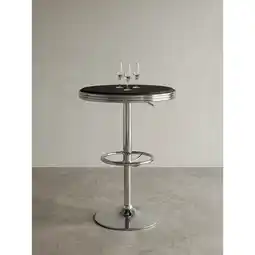 Netto Marken-Discount Bartisch – Ø 60 cm, Schwarz/Silber, Kunstleder, Aluminium, Retro-Stil Angebot