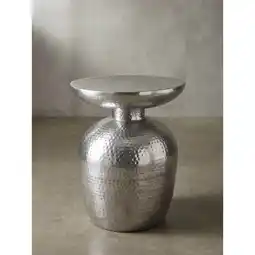 Netto Marken-Discount Beistelltisch – Rund Aluminium Silber Hammerschlag 36,5x46x36,5 cm orientalisch Angebot