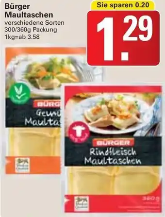 WEZ Bürger Maultaschen 300/360g Packung Angebot