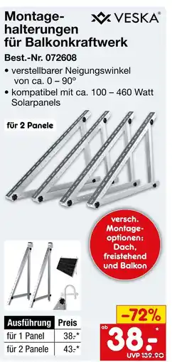 Netto Marken-Discount Veska montagehalterungen für balkonkraftwerk für 1 panel Angebot
