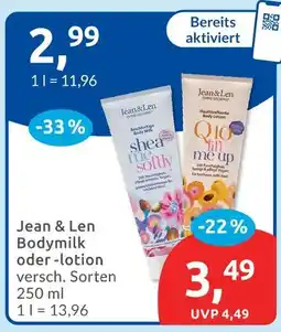 Budni Jean & len bodymilk Angebot