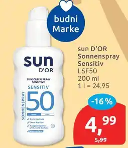 Budni Sun d'or sonnenspray sensitiv lsf50 Angebot