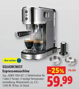 Lidl SILVERCREST Espressomaschine Typ „SEMS 1350 A2". Angebot