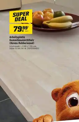 OBI Arbeitsplatte Gummibaumechtholz (Hevea Rubberwood) Angebot