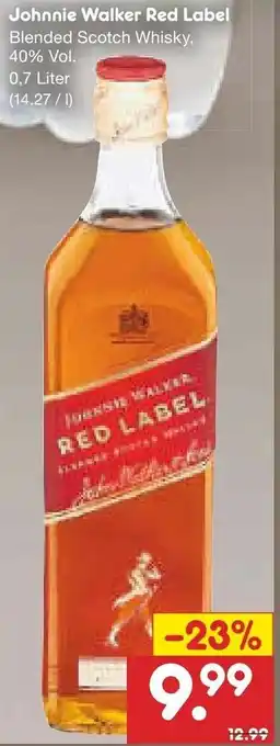 Netto Marken-Discount Johnnie Walker Red Label Blended Scotch Whisky 0,7L Angebot