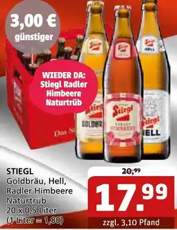 Getränke Quelle STIEGL Goldbräu, Hell, Radler Himbeere Naturtrüb Angebot