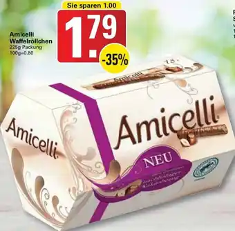 WEZ Amicelli Waffelröllchen 225g Packung Angebot