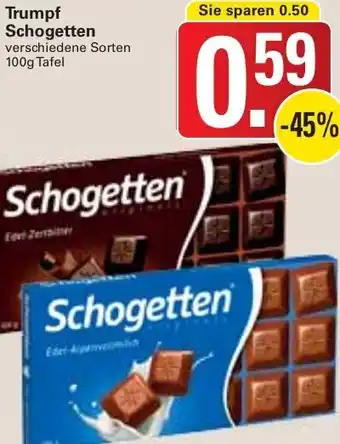 WEZ Trumf Schogetten 100g Tafel Angebot