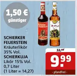 Getränke Quelle SCHIERKER FEUERSTEIN Kräuterlikör o. SCHIERKUJA Likör Angebot