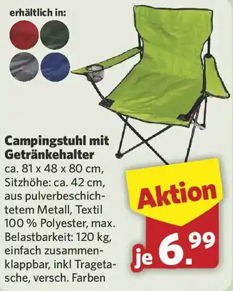 Combi Campingstuhl mit Getränkehalter Angebot