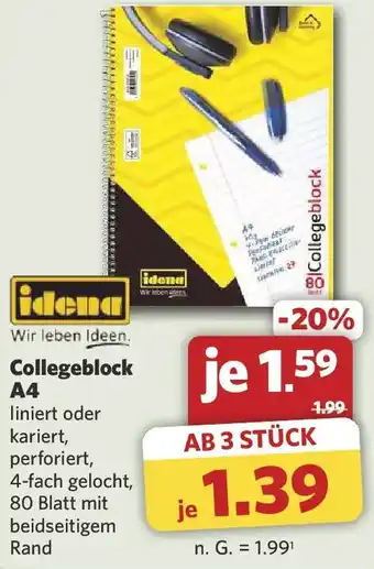 Combi idena Collegeblock A4 Angebot