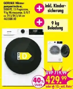 Möbel Boss GORENJE Wärmepumpentrockner Angebot