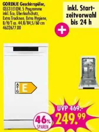 Möbel Boss GORENJE Geschirrspüler Angebot