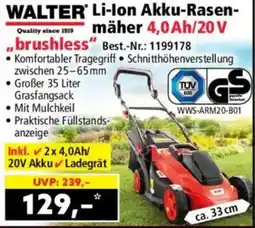 Norma WALTER Li-Ion Akku-Rasenmäher 4,0 Ah/20 V ,,brushless" Angebot