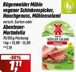 Simmel Rügenwalder Mühle veganer Schinkenspicker, Hauchgenuss, Mühlensalami oder Abenteuer Mortadella Angebot