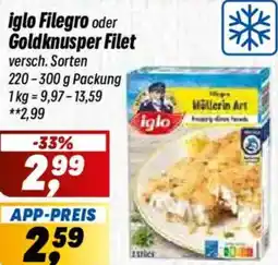 Simmel iglo Filegro oder Goldknusper Filet Angebot
