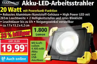 Norma Akku LED Arbeitsstrahler 20 Watt Angebot