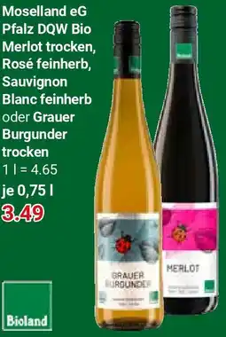 Globus Moselland eG Pfalz DQW Bio Merlot trocken, Rosé feinherb, Sauvignon Blanc feinherb oder Grauer Burgunder trocken Angebot