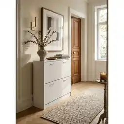 Netto Marken-Discount Schuhkipper Holz mit 2 Klappen und Ablage, Weiß 75x24x87 cm Angebot