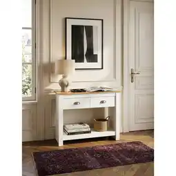 Netto Marken-Discount Konsolentisch – Weiß/Eiche, 85x35x76cm, schmal, mit Schubladen und Stauraum Angebot