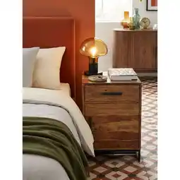 Netto Marken-Discount Nachttisch – Massivholz/Metall, 45x35x65cm, Schublade & Tür, Industrial-Stil Angebot