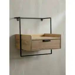 Netto Marken-Discount Nachttisch Mango Massivholz Wandmontage Schublade Boxspringbett, Beige 44x35x45 cm Angebot