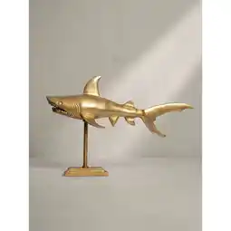 Netto Marken-Discount Dekofigur Hai Aluminium 70 cm mit Sockel im maritimen Stil, Gold 70x27x49 cm Angebot