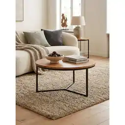 Netto Marken-Discount Couchtisch Rund Klein aus Akazie Massivholz mit Metall Design, 60x60x38 cm Angebot