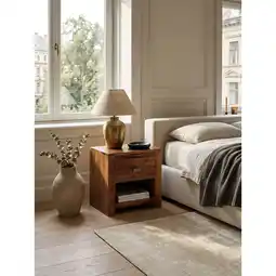Netto Marken-Discount Nachttisch – Massivholz, 40x40x30cm, Schublade & Ablage, Landhausstil Angebot