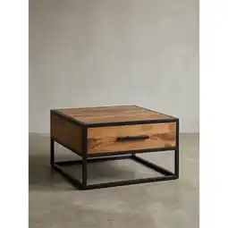 Netto Marken-Discount Couchtisch Massivholz Metall Industrial Design 65x38x65cm Braun Angebot