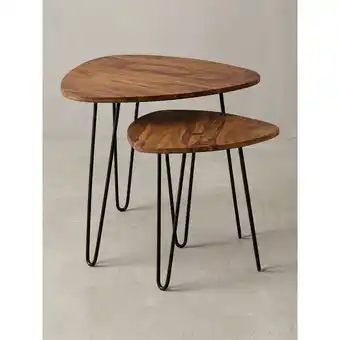 Netto Marken-Discount Beistelltisch Set – 2-teilig, Massivholz, Metallgestell, schmal Angebot