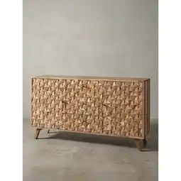 Netto Marken-Discount Sideboard – Akazie Massivholz, 140x78,5x40cm, Landhausstil, 3 Schubladen, 2 Türen Angebot