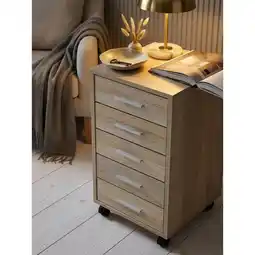 Netto Marken-Discount Rollcontainer Holz 5 Schubladen Schmal Mit Rollen, Sonoma 33x38x63 cm Angebot